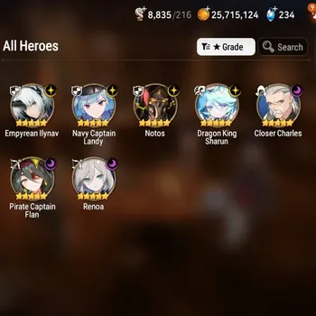 Epic Seven Accounts High-End Asia UnVerif| 7 ML (NOTOS,Renoa,Empyrean Ilynav,etc)+Full CZN,Estelle,Ivana,UP
