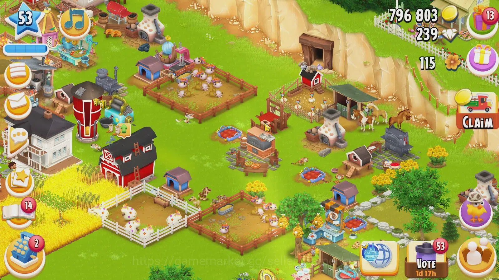 Hay Day Accounts Level 53 | Barn Storage 3000 + Silo Storage 800 |  image 3