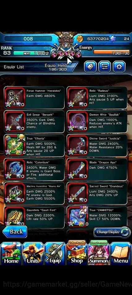 Grand Summoners Accounts End-Game Global|Rank 83|22 Ascend+9 TW|[Roy,Fen,Isliid,Frieren,Benimaru,Etc]+TW,Roy,S Miyu,2x 11