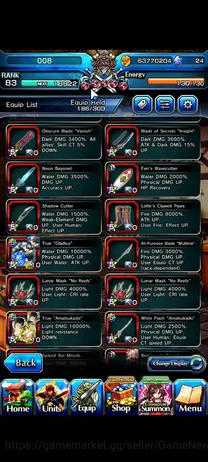 Grand Summoners Accounts End-Game Global|Rank 83|22 Ascend+9 TW|[Roy,Fen,Isliid,Frieren,Benimaru,Etc]+TW,Roy,S Miyu,2x 12
