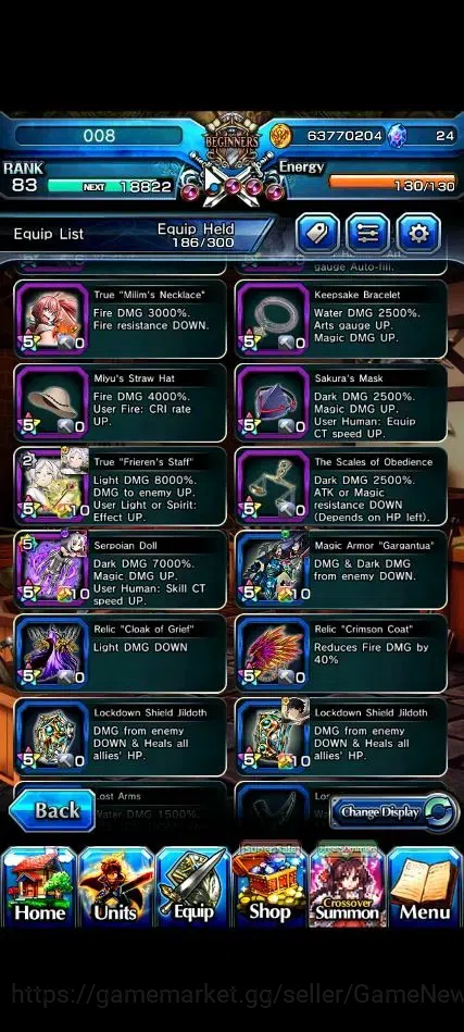Grand Summoners Accounts End-Game Global|Rank 83|22 Ascend+9 TW|[Roy,Fen,Isliid,Frieren,Benimaru,Etc]+TW,Roy,S Miyu,2x 16