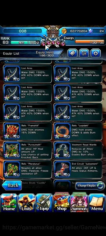 Grand Summoners Accounts End-Game Global|Rank 83|22 Ascend+9 TW|[Roy,Fen,Isliid,Frieren,Benimaru,Etc]+TW,Roy,S Miyu,2x 17