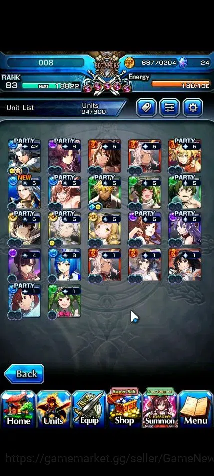 Grand Summoners Accounts End-Game Global|Rank 83|22 Ascend+9 TW|[Roy,Fen,Isliid,Frieren,Benimaru,Etc]+TW,Roy,S Miyu,2x 4