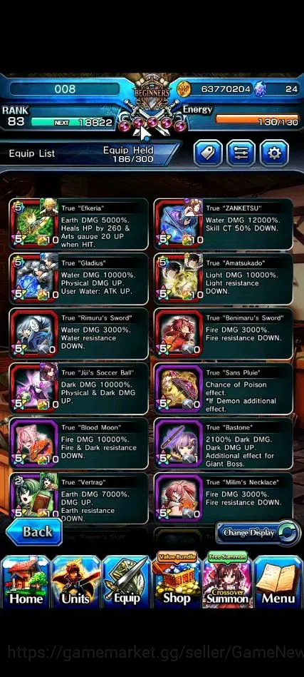 Grand Summoners Accounts End-Game Global|Rank 83|22 Ascend+9 TW|[Roy,Fen,Isliid,Frieren,Benimaru,Etc]+TW,Roy,S Miyu,2x 6