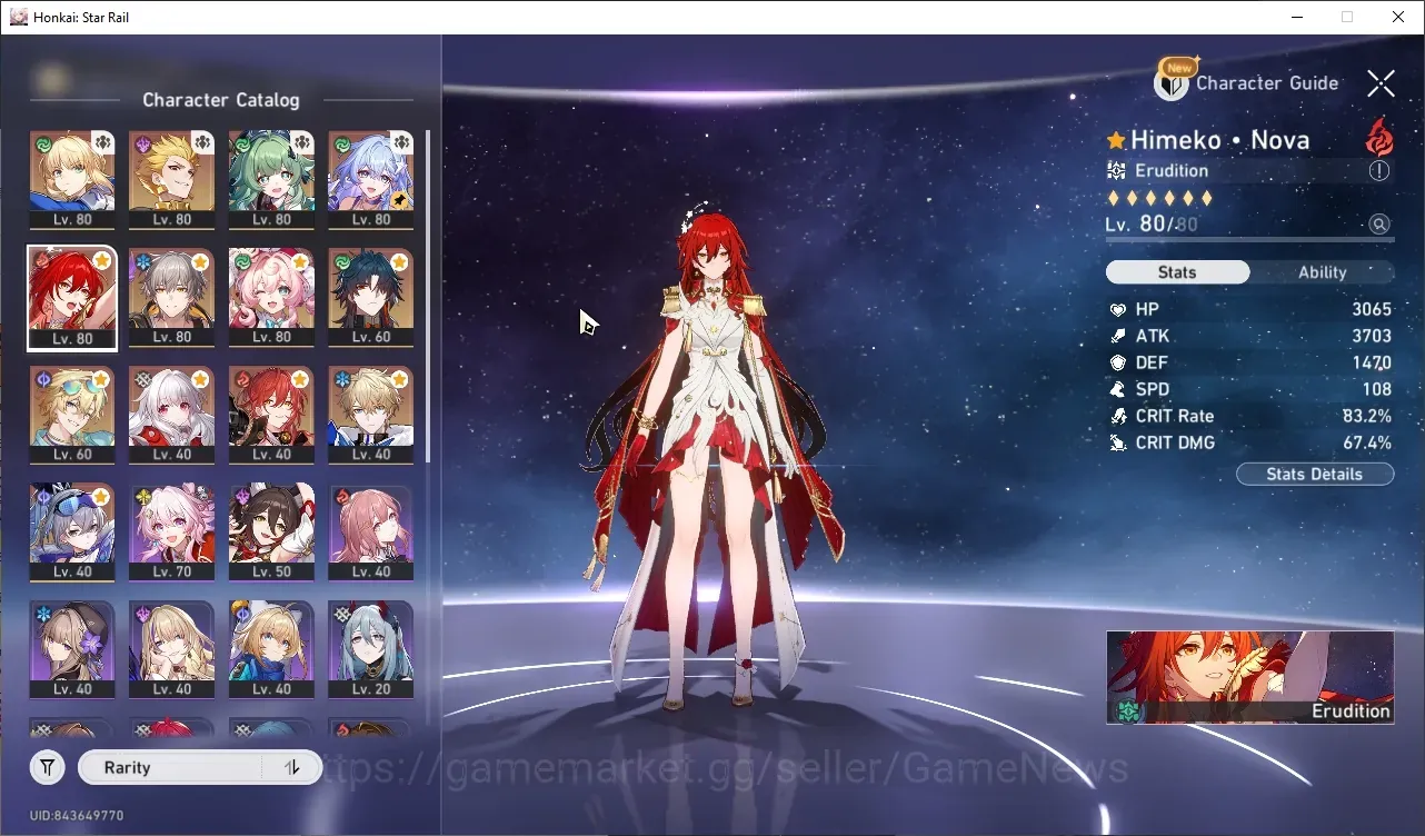 Honkai Star Rail Accounts Others ASIA|TL 66|Saber PremTeam|9 Limited (HimeNova)+Sign Aventurine Waveflair,Robin Summer 1