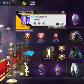 Free Fire Accounts AKUN FF GG - EMOT BSK GARED - ANIMASI LOBY ADA 2 - KAKASHI PUTIH - BUNDLE COOL BONES LANGKA - SKIN TINJU