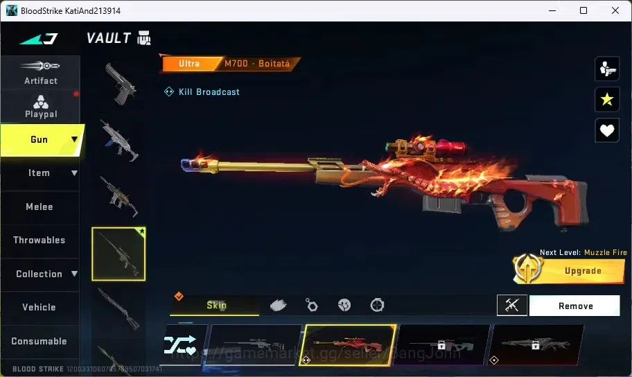 Blood Strike Accounts Others ASIA | 1 ULTRA GUN: M700-Boitatá | 1 ULTRA Guns |2 LEGENDARY GUN | 1 EPIC Name Changing Card 3