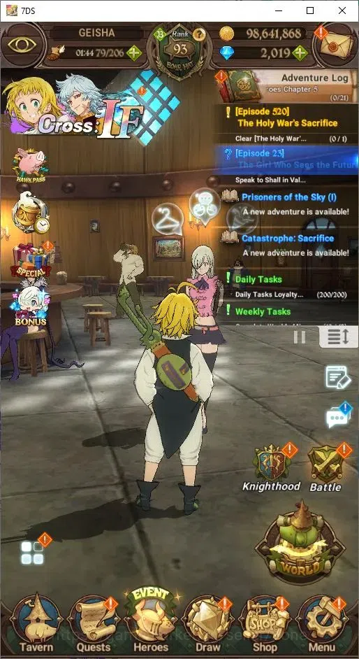The Seven Deadly Sins: Grand Cross Accounts Endgame Global|4.5M Power|2019 Dia|5LR+10UR(NeMeliodas,Gowther,Ban,Meresca 1