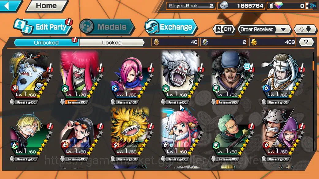 One Piece Bounty Rush Accounts Starter Global|4 EX|BP Kuzan,KOP Roger,5Elder Saturn,AMS [Borsalino]|Rank 5
