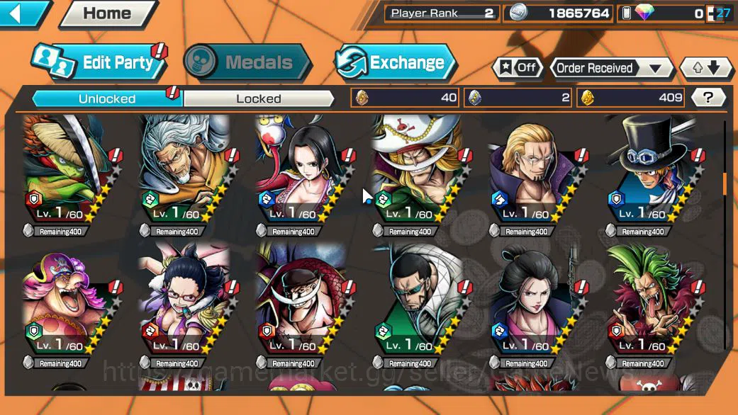 One Piece Bounty Rush Accounts Starter Global|4 EX|BP Kuzan,KOP Roger,5Elder Saturn,AMS [Borsalino]|Rank 6