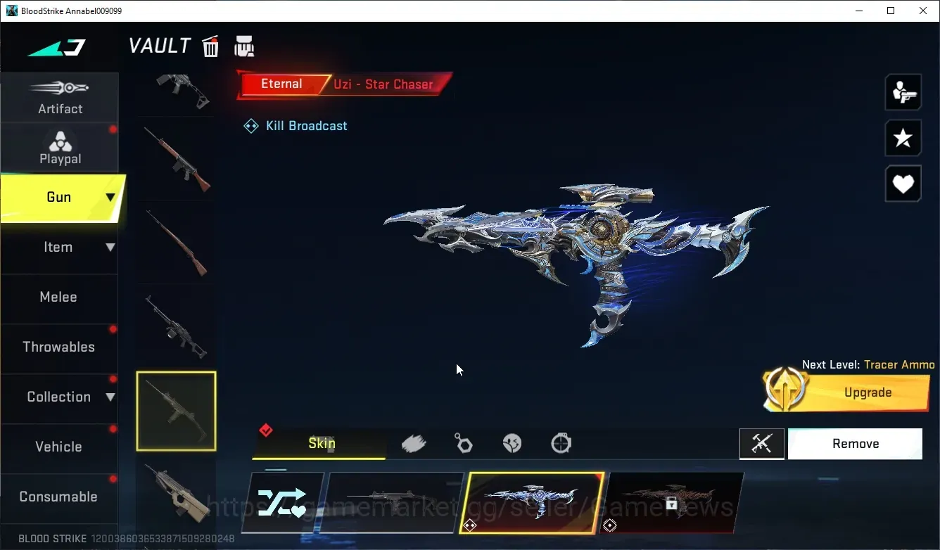 Blood Strike Accounts Collab Skin Asia|Eternal Uzi-Star Chaser Level 2|2 Ultra (Kala-Crimson Verdict & HK416-Neural 1
