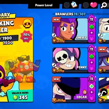 Brawl Stars Accounts Trophy 1004 |19 Brawler|3 Max Lv Hypercharge(Shelly,Nita,Jacky)|4120 Bling|1 Epic Skins | Protect