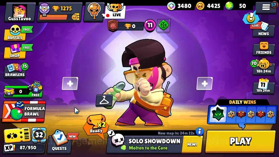 Brawl Stars Accounts 1275 Trophy|18 Brawlers 3 Max (Edgar,Jae-Yong,Star image 1