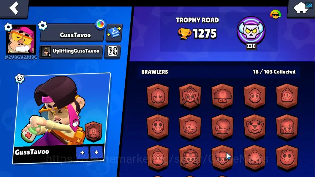 Brawl Stars Accounts 1275 Trophy|18 Brawlers 3 Max (Edgar,Jae-Yong,Star image 2