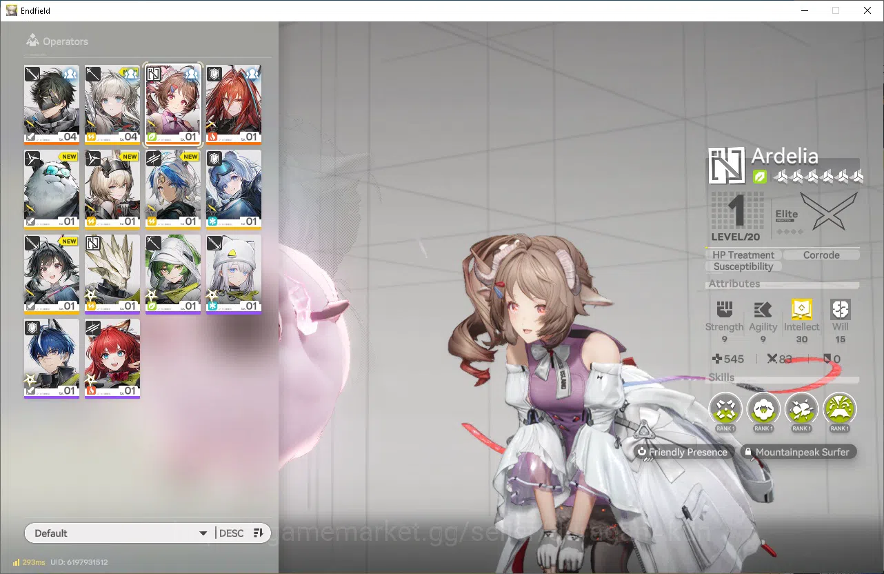 Arknights: Endfield Accounts NA/EU|Fresh Starter, Day 3|Meta SSR Ember, Ardelia + 6 SR Character|4 SR Weapon + 1540 7