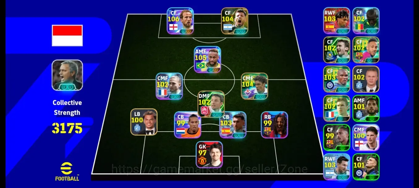 eFootball Accounts High-End Mobile|PW 3175|Big Time Sergio Aguero|10 Showtime Harry Kane,Neymar,Laporte,Rabiot|7 Epic Rui 1