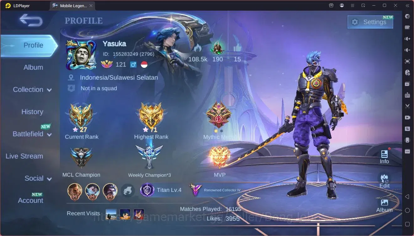 Mobile Legends: Bang Bang Accounts Global|Hero 132|Skin 271|Renowned|KOF Karina|TFM R image 1