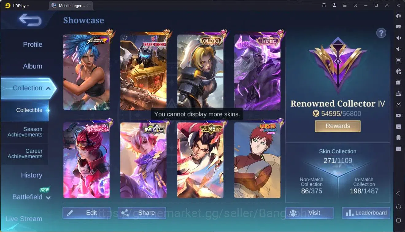 Mobile Legends: Bang Bang Accounts Global|Hero 132|Skin 271|Renowned|KOF Karina|TFM R image 2