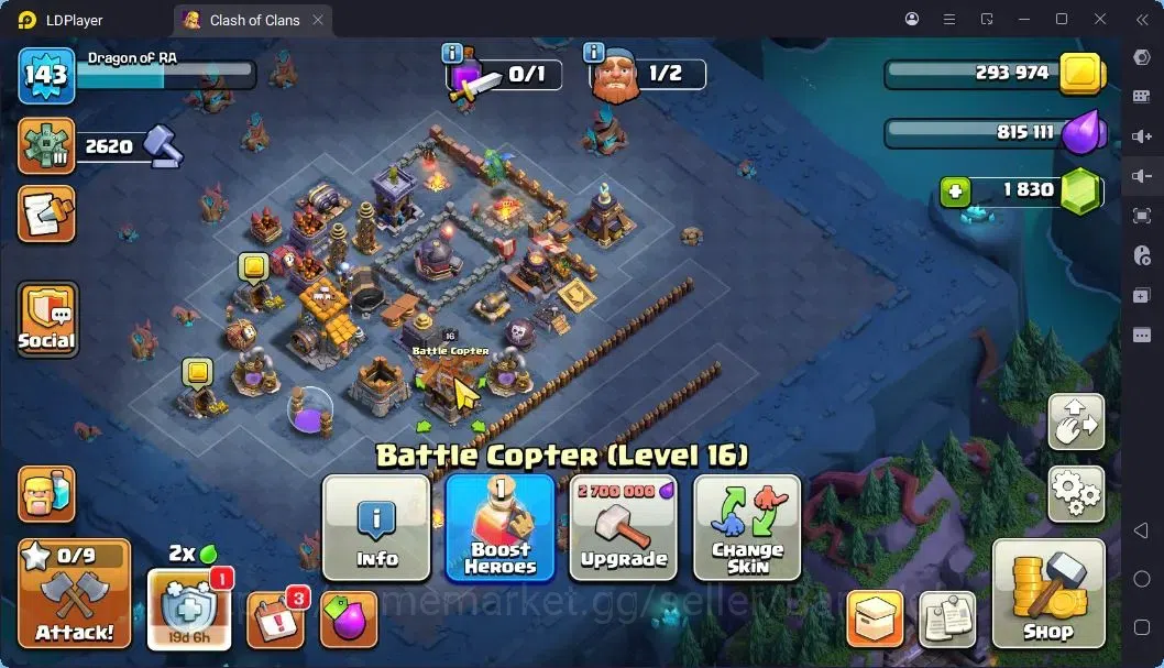 Clash of Clans Accounts High-End TH14-BH9 | LVL143 | BK46,AQ40,MP45,GW32,RC18 | BC16,BM12|4 Legendary & 1 Gold skins 15