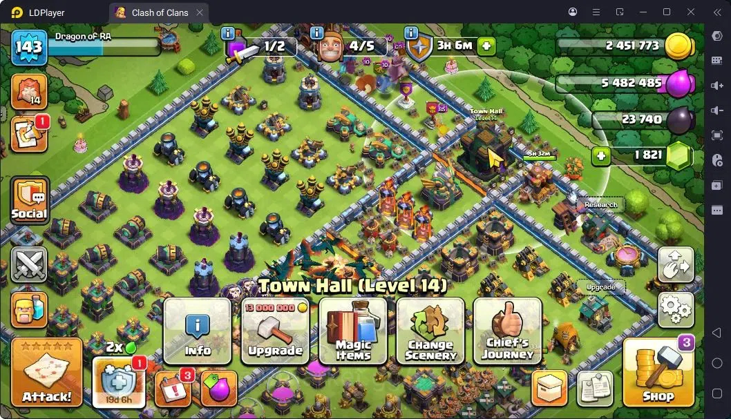 Clash of Clans Accounts High-End TH14-BH9 | LVL143 | BK46,AQ40,MP45,GW32,RC18 | BC16,BM12|4 Legendary & 1 Gold skins 3