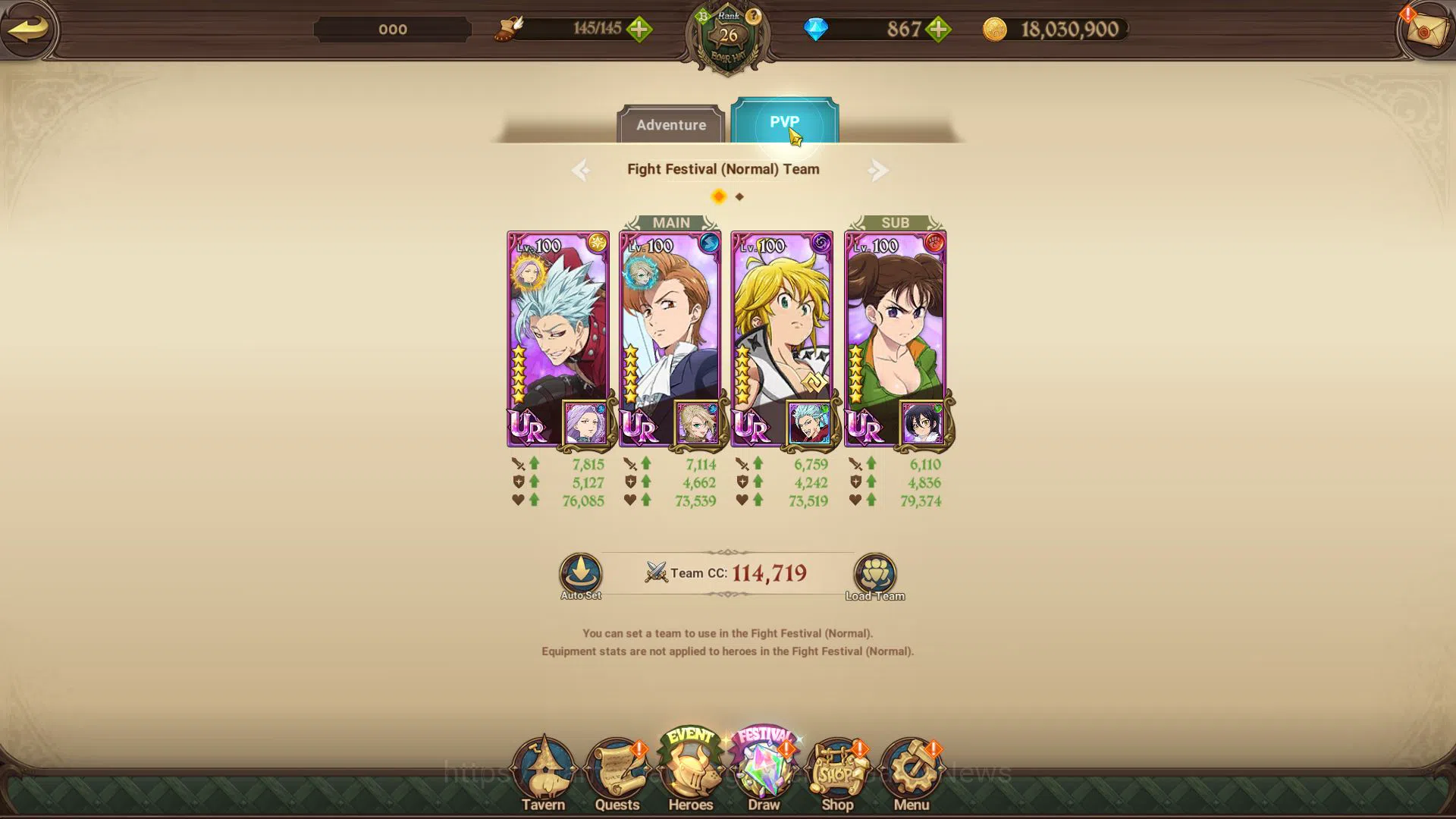 The Seven Deadly Sins: Grand Cross Accounts Midgame Global|1M CC|Starter Ch4|867 Dm| 3 UR | Wandering Knight Gowther,Chaos 8