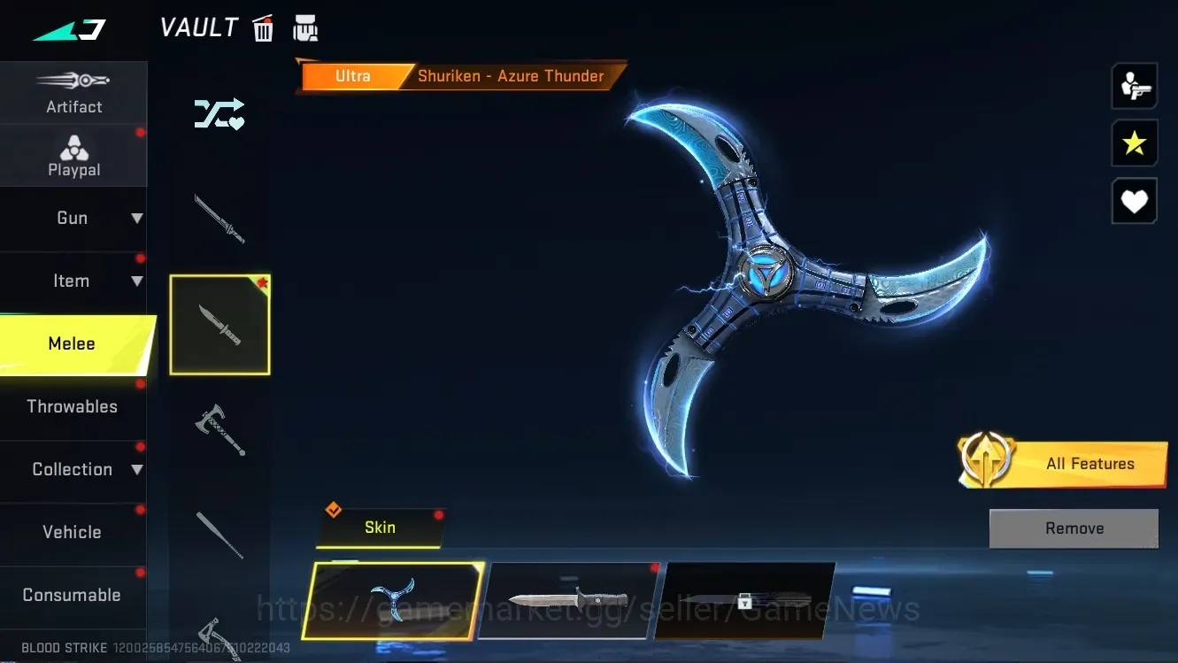 Blood Strike Accounts Collab Skin Asia|Ultra Melee Shuriken+Collab AOT M4A1 Bof,Enzo-Kraken,OPM SKS,Ethan Mumen Rider|7 1