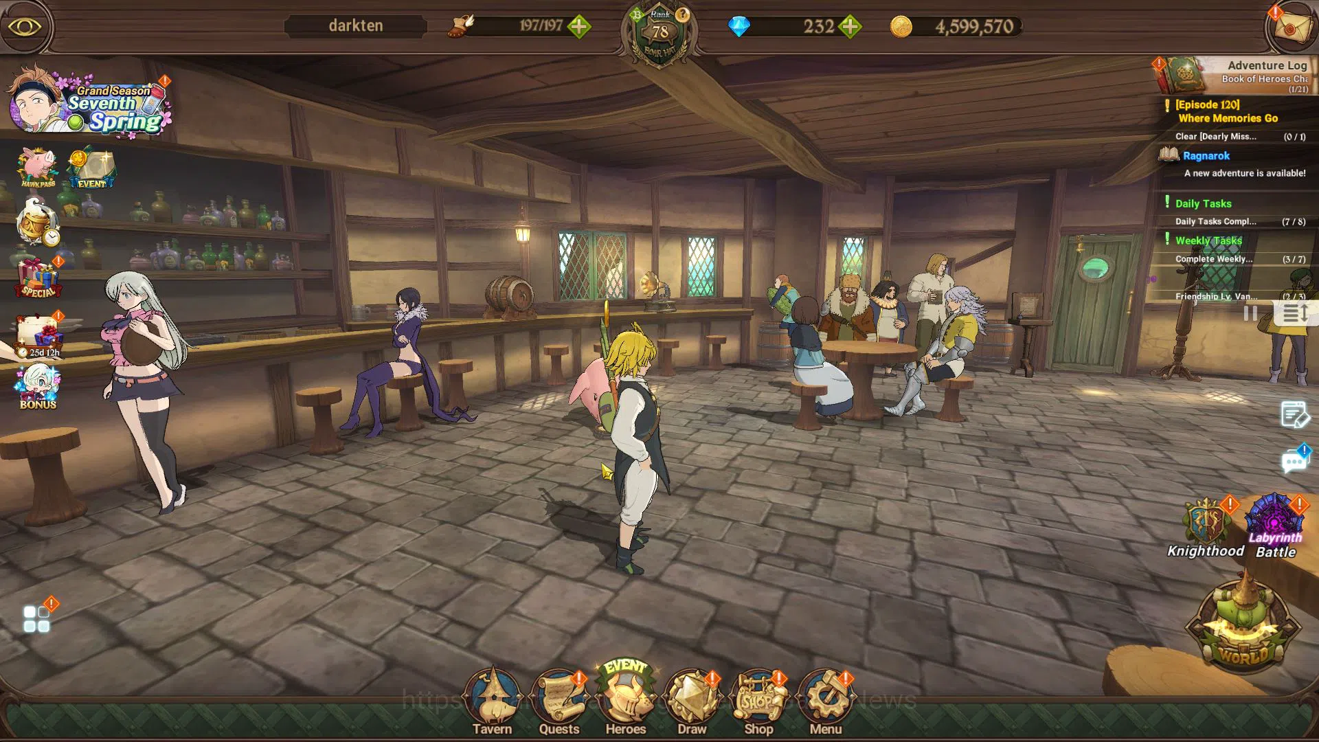 The Seven Deadly Sins: Grand Cross Accounts Midgame Global|3,3M CC|232 DM|2 LR+9 UR+Collab