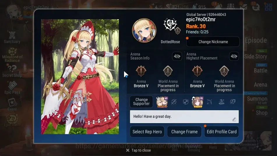 Epic Seven Accounts Limited Hero GLOBAL UnVerif|New Era|4 ML(Schol Nurse Yulha,Rhiana&Luc,Emp 2