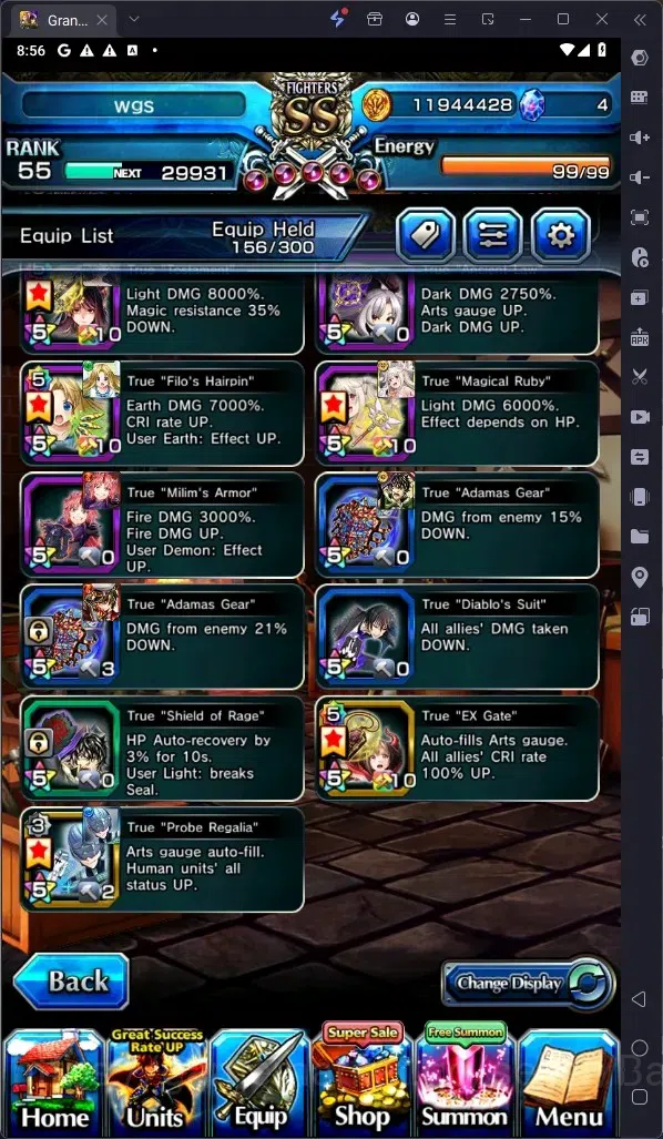 Grand Summoners Accounts Global | Rank 55 |Houka Inumuta Lv120 TW, Illya Lv image 12