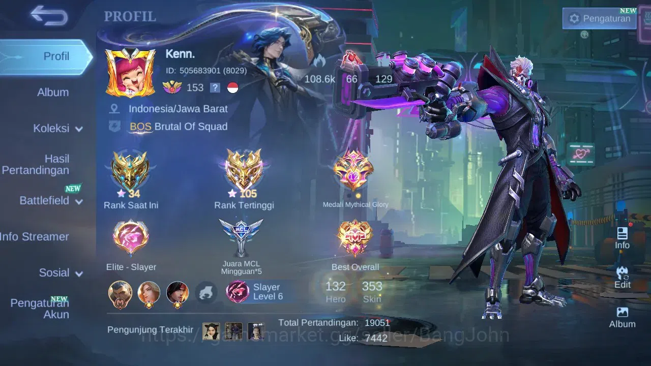 Mobile Legends: Bang Bang Accounts GLOBAL Hero 132 Skin 353 | KOF Karina | Sanrio Flo image 17