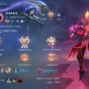 Mobile Legends: Bang Bang Accounts Collector Global|Skin 323|Exalted|Legend Valir,Aspirant Layla,KOF Karina,Collector Titans