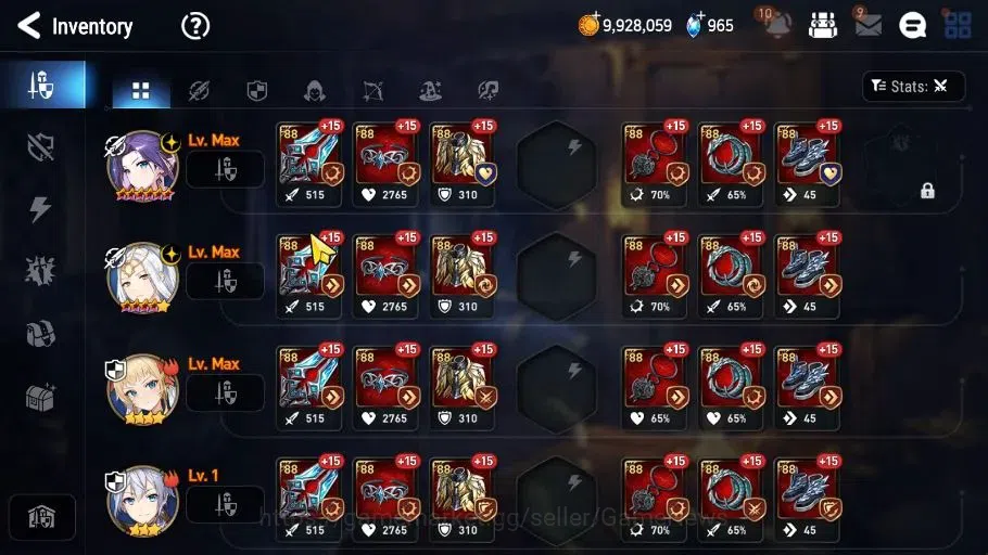 Epic Seven Accounts High-End GLOBAL Unerif|4 ML(Salome,Zio,L Ceremia,B Hwayoung)+Tenebria,Ran,Roana,|PoH ON+Bless ON|52K 8