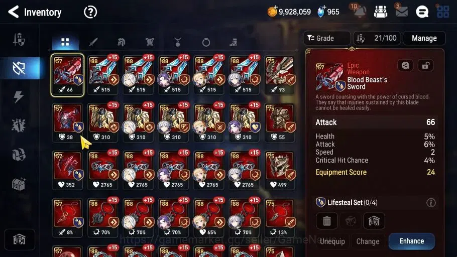Epic Seven Accounts High-End GLOBAL Unerif|4 ML(Salome,Zio,L Ceremia,B Hwayoung)+Tenebria,Ran,Roana,|PoH ON+Bless ON|52K 9