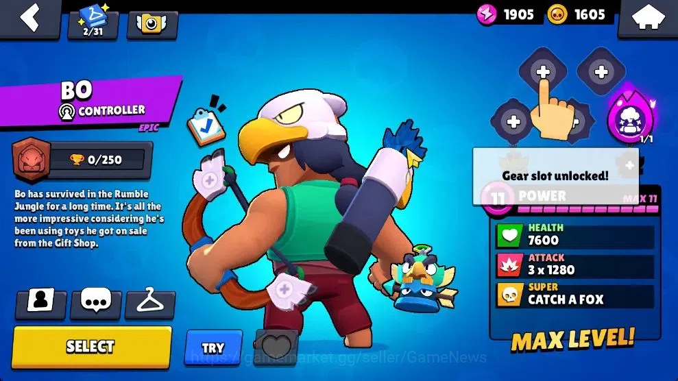 Brawl Stars Accounts 1011 Trophy|18 Brawlers 3 Max Lvl [Bo,Barley,Shelly] Myth Mortis|1 Epic Skins [Stellar Shelly]|2K PP|CN 12