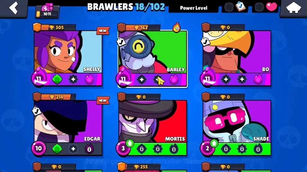 Brawl Stars Accounts 1011 Trophy|18 Brawlers 3 Max Lvl [Bo,Barley,Shelly] Myth Mortis|1 Epic Skins [Stellar Shelly]|2K PP|CN 4