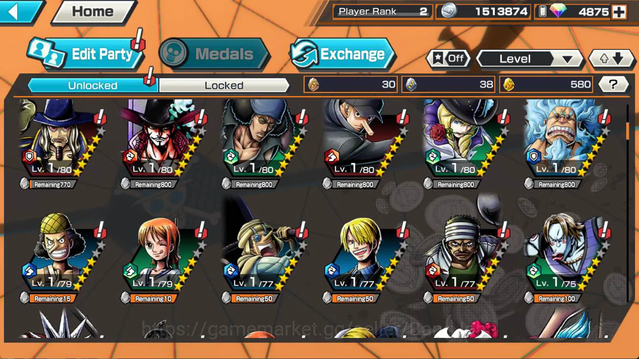 One Piece Bounty Rush Accounts Others GLOBAL | Ashura doji, captain shanks, gum gum storm luffy, admiral kuzan, navigator 8
