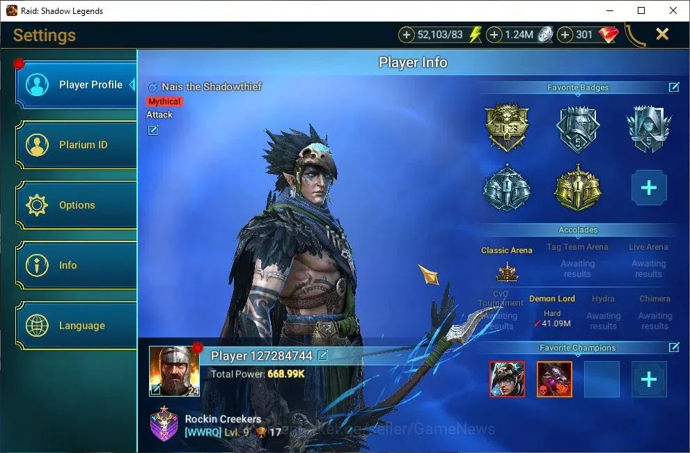 Raid: Shadow Legends Accounts Lv24 668K Power|1 Mythic [Nais] +18 Legendary(Pyth image 2