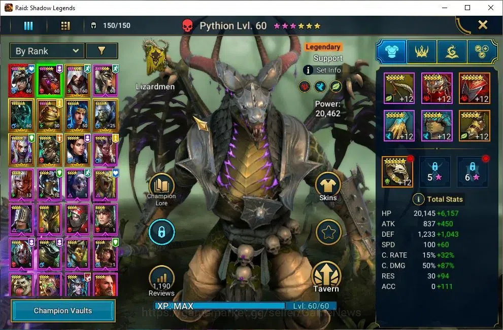 Raid: Shadow Legends Accounts Lv24 668K Power|1 Mythic [Nais] +18 Legendary(Pyth image 4