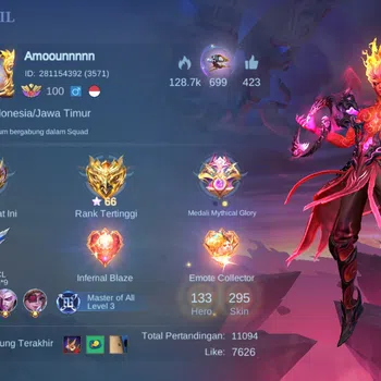 Mobile Legends: Bang Bang Accounts Rare Skin Hero 133|Skin 295|Legend Valir,Dawning Chou,Sagitarius Badang Gold,Asp