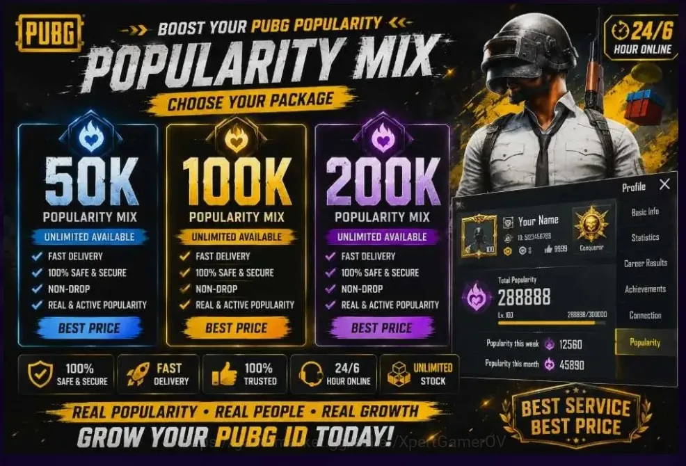 PUBG Mobile Items Others 4X50K Card _200k Popularity _Mix Popularity 200K_ Mix 200K_Unlimited Available_24/6 Hour Online. 1