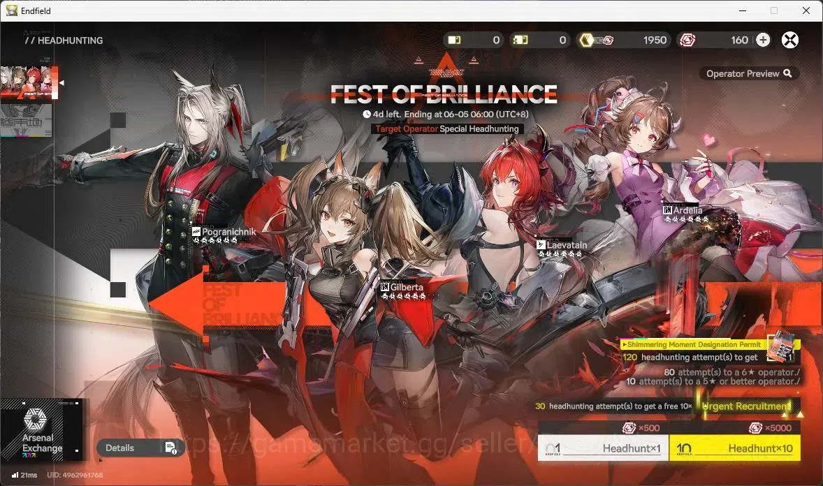Arknights: Endfield Accounts ASIA|5 Limit+4 Sign|Limit(Laevatain,Tangtang,Rossi image 9