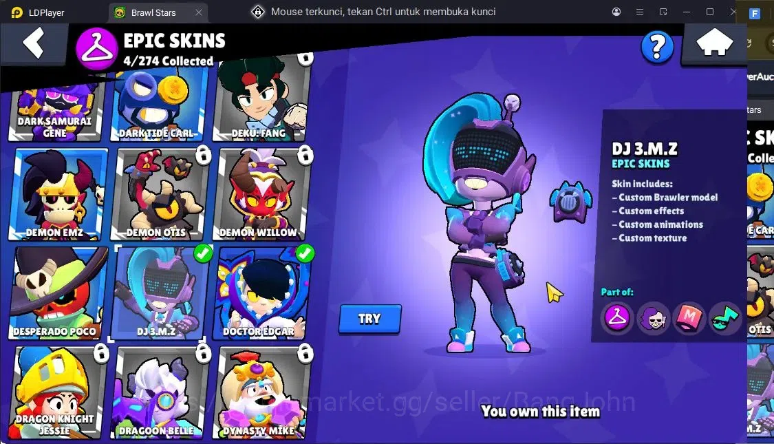 Brawl Stars Accounts Trophy 2127|2 Max Hc Lv.11(Edgar,Mortis)|24 Brawler|1 Hc(Edgar),1 Mythic,4 Epic|11303 10