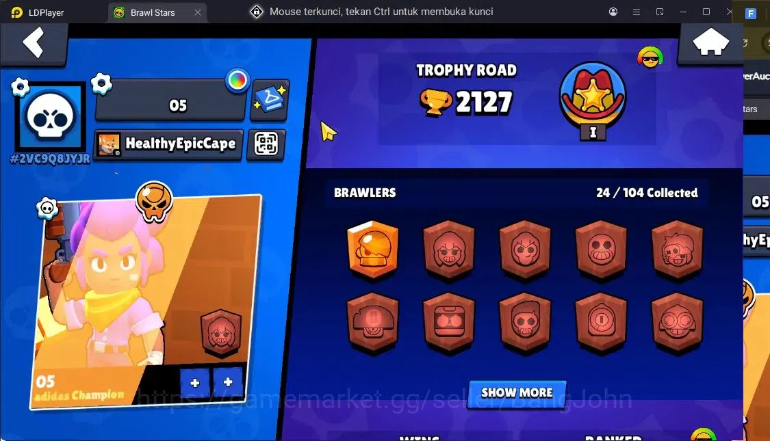 Brawl Stars Accounts Trophy 2127|2 Max Hc Lv.11(Edgar,Mortis)|24 Brawler|1 Hc(Edgar),1 Mythic,4 Epic|11303 2