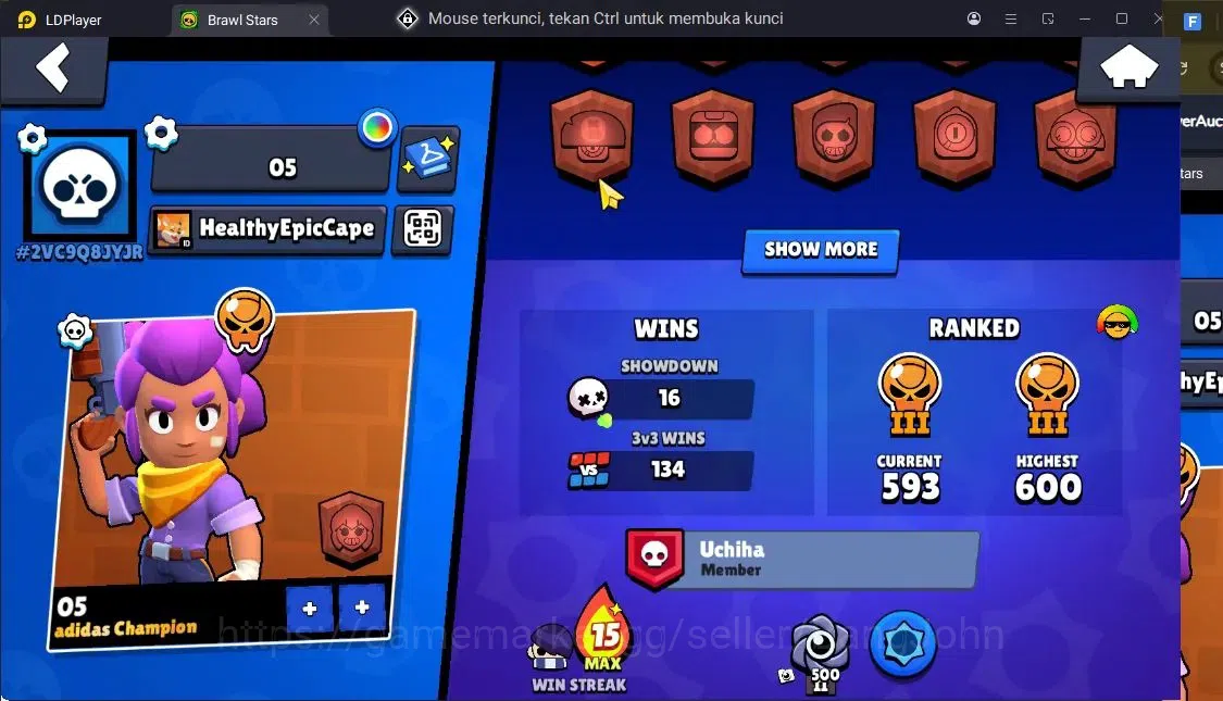 Brawl Stars Accounts Trophy 2127|2 Max Hc Lv.11(Edgar,Mortis)|24 Brawler|1 Hc(Edgar),1 Mythic,4 Epic|11303 3