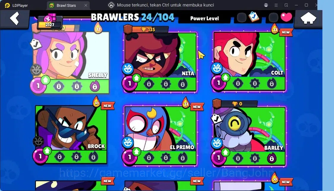 Brawl Stars Accounts Trophy 2127|2 Max Hc Lv.11(Edgar,Mortis)|24 Brawler|1 Hc(Edgar),1 Mythic,4 Epic|11303 6
