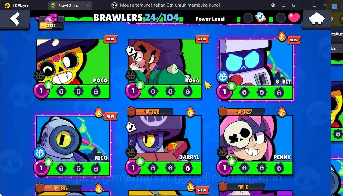 Brawl Stars Accounts Trophy 2127|2 Max Hc Lv.11(Edgar,Mortis)|24 Brawler|1 Hc(Edgar),1 Mythic,4 Epic|11303 7
