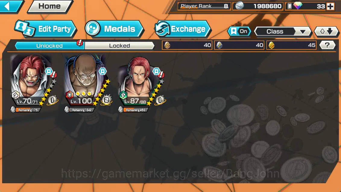 One Piece Bounty Rush Accounts Others GLOBAL | EX3| DD shanks, St ethanbaron, FR shanks, more detail check SS OPBR253B 6
