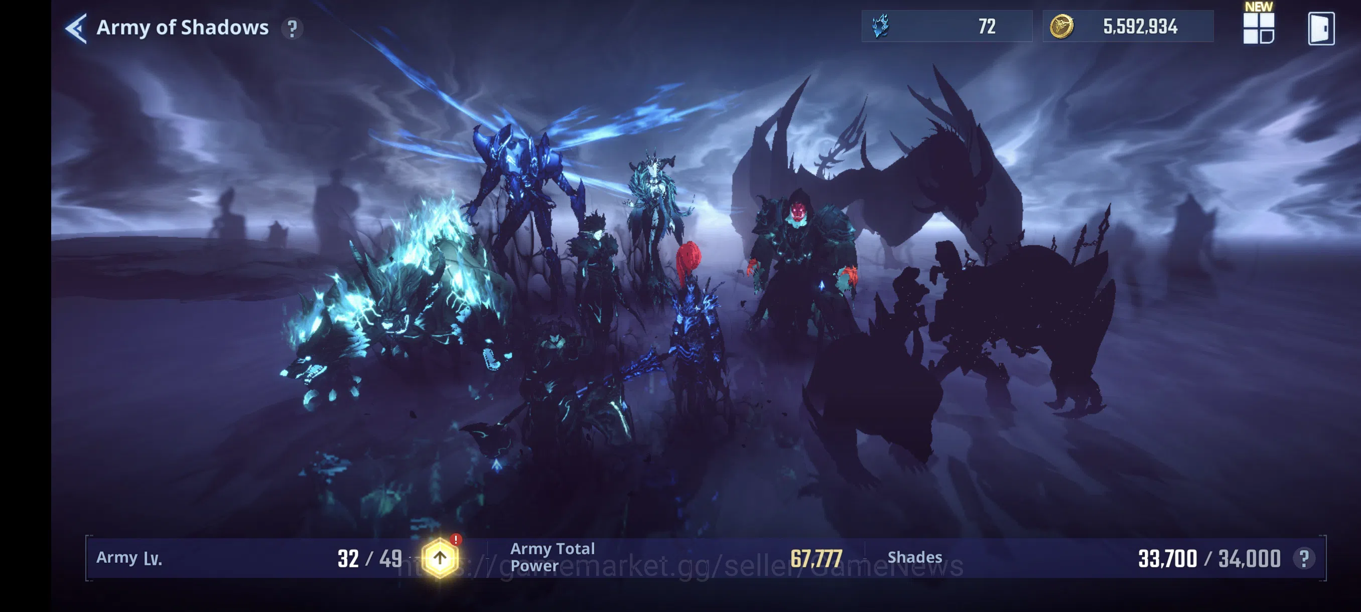 Solo Leveling: ARISE Accounts 587 Power|14 SSR|SJW Plum A8,MoonshadowA9| GotoA2+ image 1