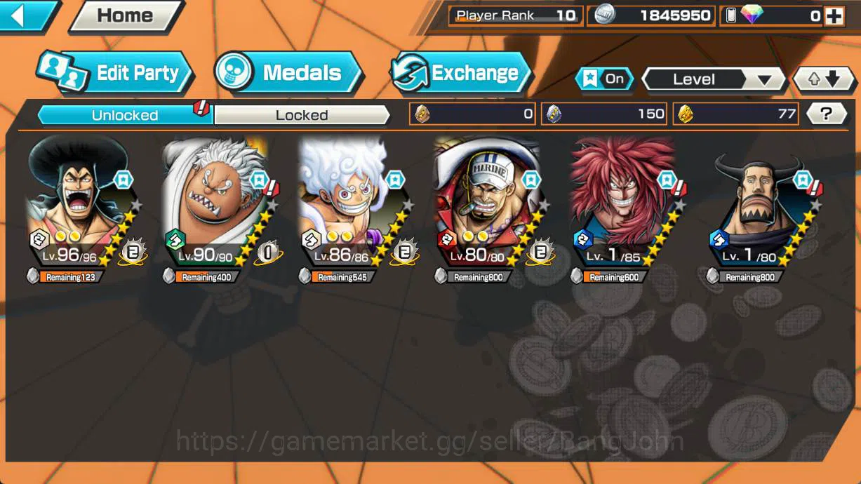 One Piece Bounty Rush Accounts GLOBAL | EX2 | 4 emperor Luffy, Oden, Shark Serapi image 2