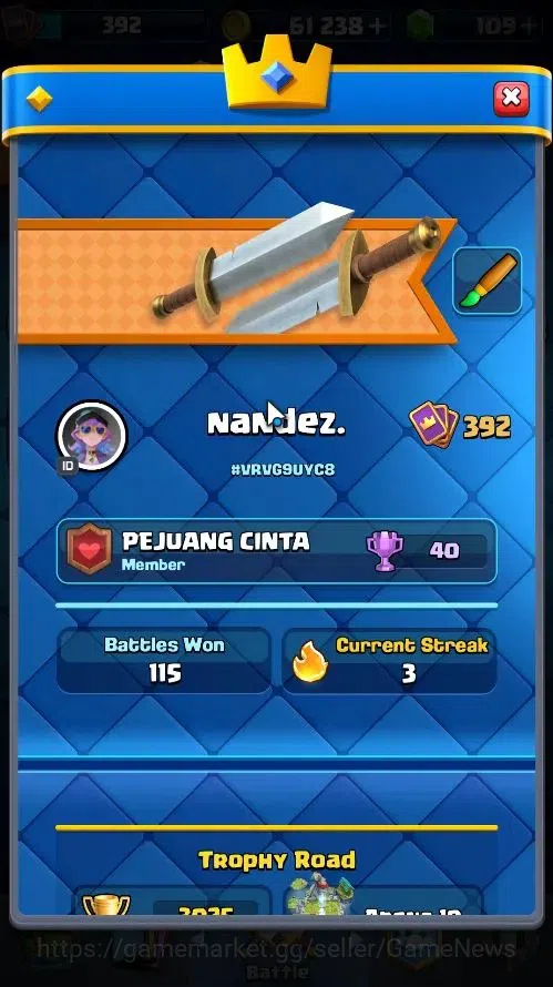 Clash Royale Accounts Lv 392|KTL 9|Trophy 3025|Card 50/121|Limited Skin| image 2